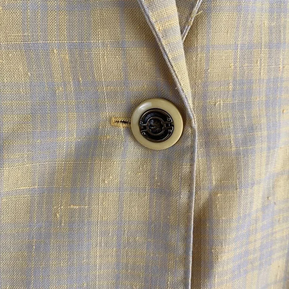 Vintage Bobbie Brooks Yellow Plaid Boxy Blazer Jacket Size Large 16/18
